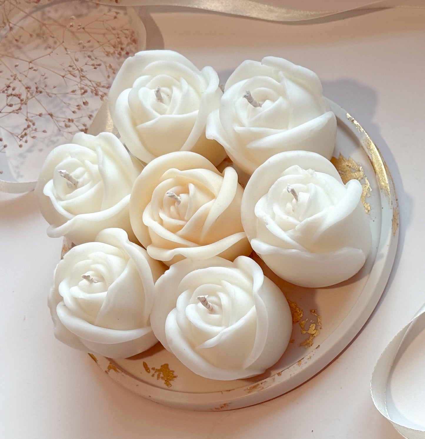 Rose Candle Gift Box with Velvet Wrap & Customizable Candle Tray