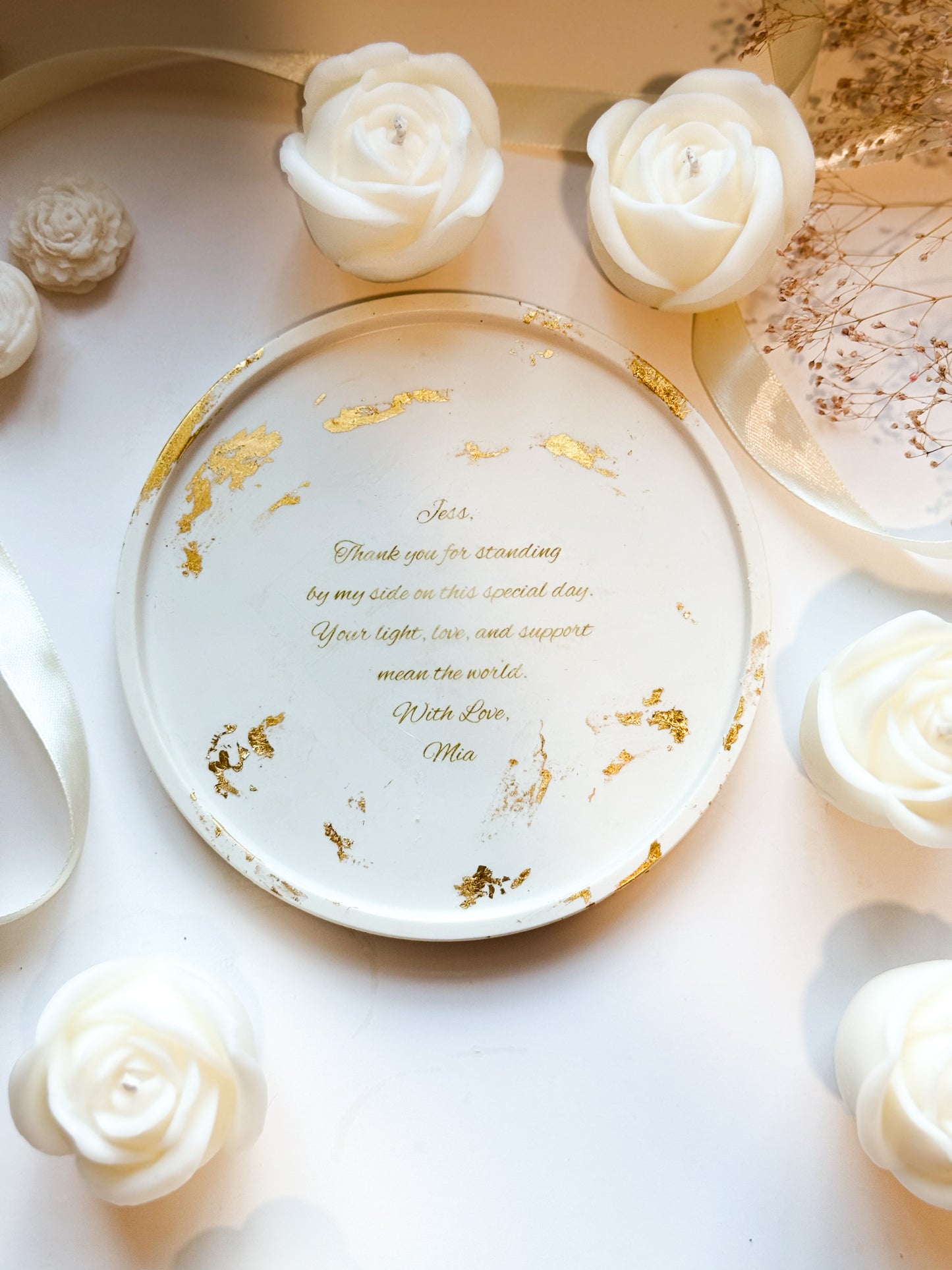 Rose Candle Gift Box with Velvet Wrap & Customizable Candle Tray