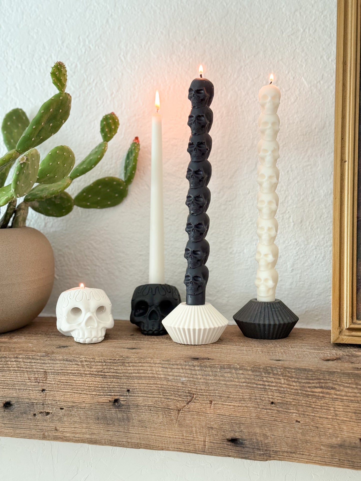 Stacked Skull Beeswax Taper Candles