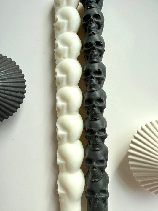 Stacked Skull Beeswax Taper Candles